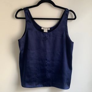 Vintage Christian Dior Silk Navy Tank